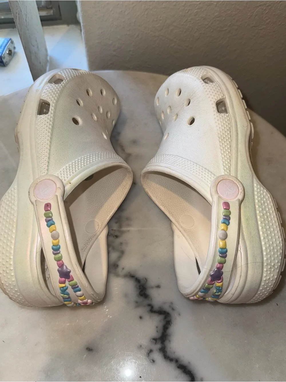 Iridescent White Kids Clog - Lightweight Comfort Shoe